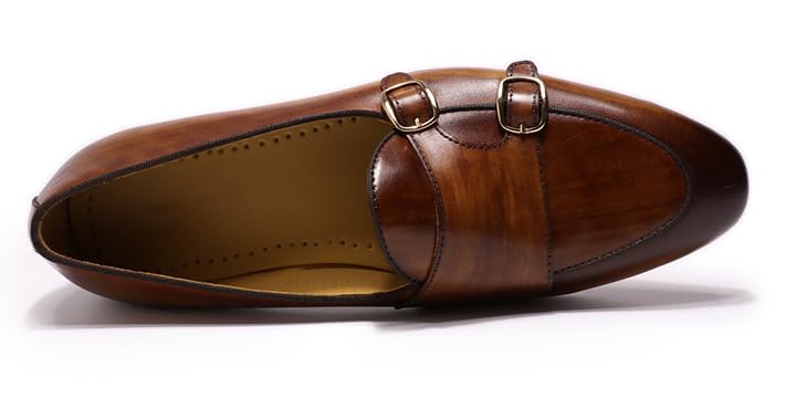 Santimon Men's Loafers Slip On Dress Casual Prom Suit Shoes Genuine Leather Monk Strap Penny Loafers Mens Fashion Wedding Tuexdo Business Formal Loafer Comfortable Walking Shoes3