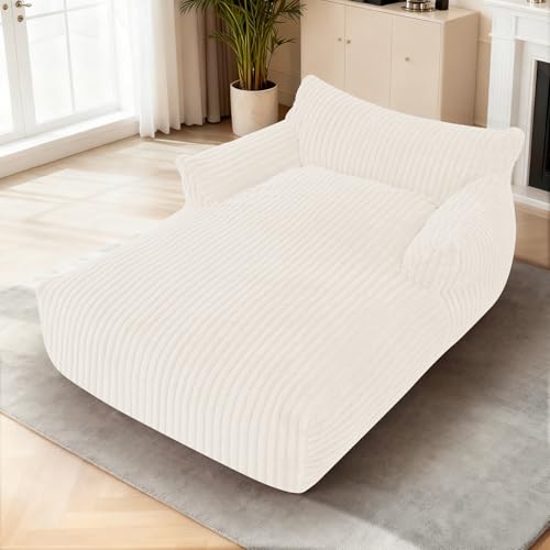 HABUTWAY Comfy Floor Sofa Giant Plush Reading Chair Indoor Cozy Couch with Armrests Oversized Couch Upholstered Boneless Sofa Portable Cloud Couch Accent Chair for Living Room, Bedroom (Cream)