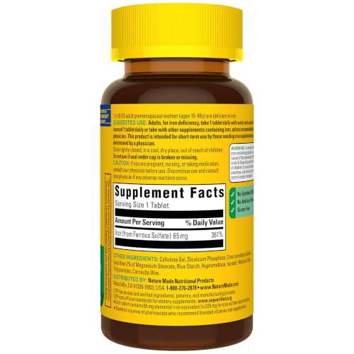 Nature Made Iron 65 mg (325 mg Ferrous Sulfate) Tablets, 180 Tablets - image 8