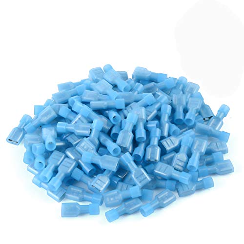 500 Pcs XHF Blue Nylon Female Spade Connectors Quick Disconnect Wire Terminals Insulated Wire Crimp Connectors