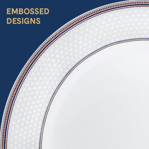 Image of Larah by Borosil 49pc Opalware Starlight Dinner Set for Family of 6 | Microwave & Dishwasher Safe Crockery Set for Dining & Gifting | Plates & Bowls