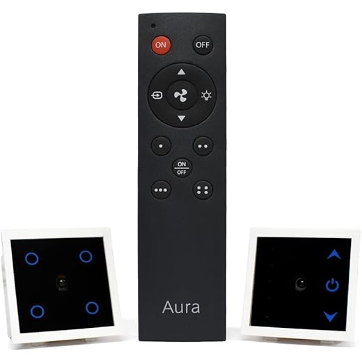 Aura Remote Control for Fan Regulator & 5 Device Switch|7 Step Speed Regulation|Hummless Regulation|Ir Remote|Memory Function|Manual & Remote Control (Fan Regulator + 5 Channel Switch (Combo)),Black