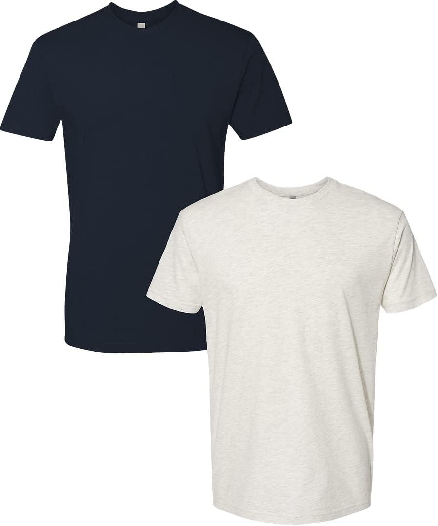 Next Level Apparel Next Level Mens Premium Fitted Short-Sleeve Crew Midnight-Oatmeal(2Pack) Large