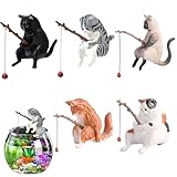 SensaBliss 釣り猫 5 個セット 釣り日和 猫フィギュア 樹脂 水槽/水族館アクセサリー ミニ置物 オフィス・車用・ガーデニング雑貨 装飾 癒し 和風 動物フィギュア プレゼント