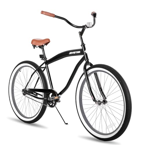 JOYSTAR 26 Inch Beach Cruiser Bike for Men Youth Teenagers 26 Inch Single Speed Mens Cruiser Bike with Coaster Brake Black