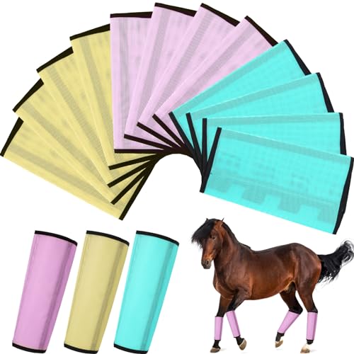 Image of Set of 12 Mesh Fly Boots for Horse Breathable Mesh Horse Boots Protective Horse Leg Loose Wraps Horse Leggings for Preventing Flies and Mosquitoes Bites