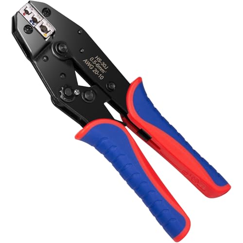 Pince à sertir pour cosses isolées, convient pour 0,5 à 6 mm², pince à sertir avec fonction cliquet, idéale pour les travaux électriques, les projets de bricolage