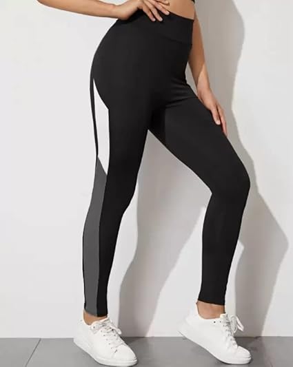 Gym wear Leggings Ankle Length Workout Active wear | Stretchable Striped Jeggings | High Waist Sports Fitness Yoga Track Pants for Girls & Women(28-34)