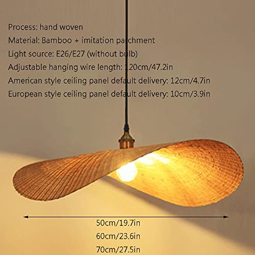 Abat-jour en bambou tissé main et lustre en rotin d'exception style vintage L