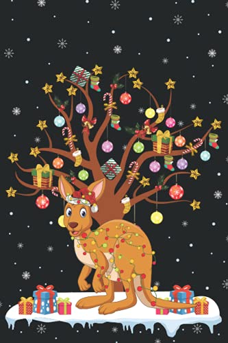 Kangaroo Animal Christmas Lighting Tree Composition Notebook: Xmas Lighting Kangaroo Christmas Pajama Journals Notebook For Men, Women, Kids