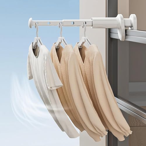 HUANR Reise Kleiderbügel, 2 Stück Wäscheständer Tür, Wäscheständer Ausziehbar, Tragbar Kleiderhaken Klappbar, für 7 Kleidungsstücke, für Fensterbank, Kleiderschrank, Schrank