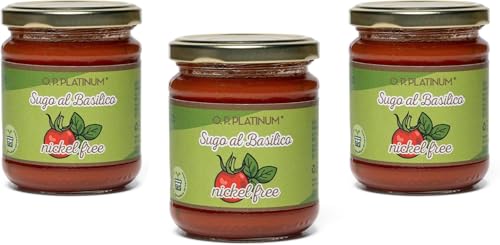 O.P. Platinum Sugo al Basilico Nickel-Free, 3X190g, con Basilico Fresco Siciliano e Pomodori Senza Nichel