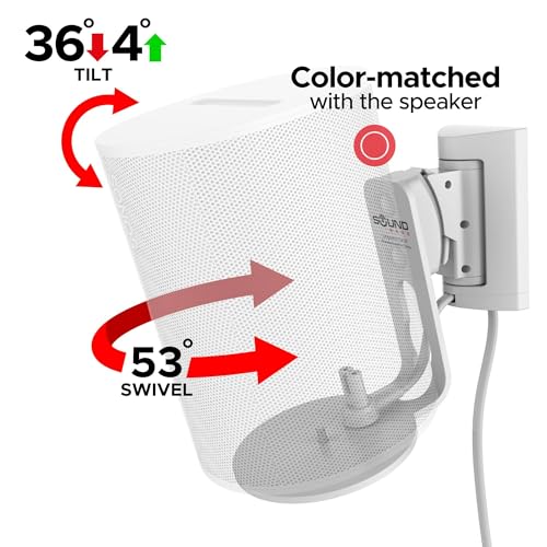 Sound bass ERA100 Wall Mount Bracket, Tilt and Swivel, White, Twin (2pcs), Compatible with Sonos ERA 100, Effortless Installation, Includes Mounting Kit, Double, Pair