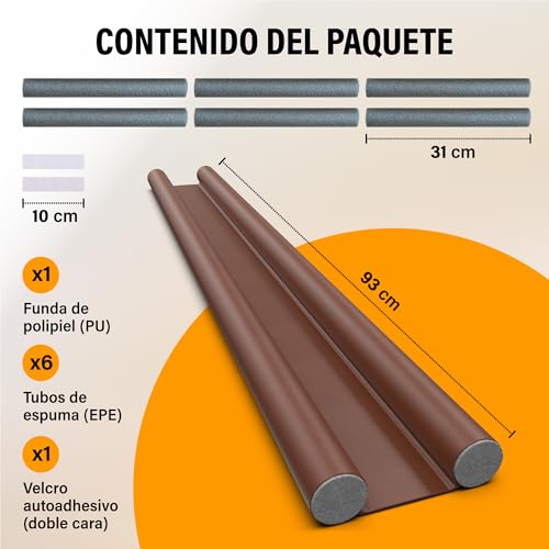 Miniatura 7 de Hogarlax Burlete Puerta Entrada, Burlete Bajo Puerta, Burletes Para Puertas Exterior E Interior, Aislante Térmico Frío Y Calor, Aislante Acústico, Impermeable, Adaptable Hasta 93cm 1, Marrón