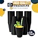 Party Solids 12 Oz Black Plastic Cups For Party Supplies Pack Of 50, Black Disposable Cups Plastic, Disposable Drinkware For Parties, Events & Everyday