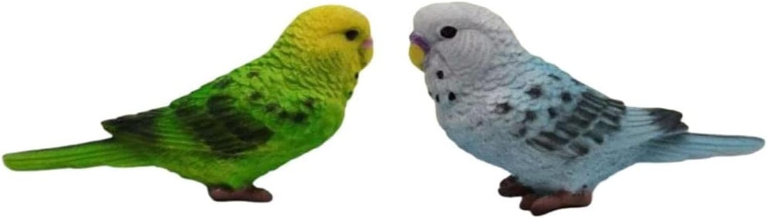 Home Decoration Ornament Garden Vivid Birds Figurines Decorations Statue Outdoor Sculpture Ornaments Cute Resin Bird Model Decor Yard Art Patio Lawn Home Tabletop - 2 Budgies