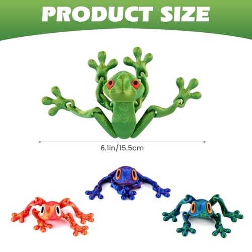 Set de 4 imanes decorativos de rana 3D poseables miniatura 4