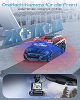 360° dashcam Auto, 4-Kanal Wireless 2K Dashcam, 2K+1080P*3 Auflösung, integriertes Wi-Fi & App, G-Sensor, 8 IR-Nachtsicht-LEDs, inkl. 64GB SD-Karte – Ansicht 3