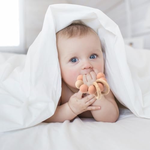 Image of Silicone Baby Teether, Food Grade Silicone & Beech Baby Teething Toy, BPA Free (Jet Black)
