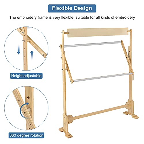 Ejoyous Embroidery Cross Stitch Frame Stand, Large 360°Adjustable Embroidery Wood Stand - Image 3