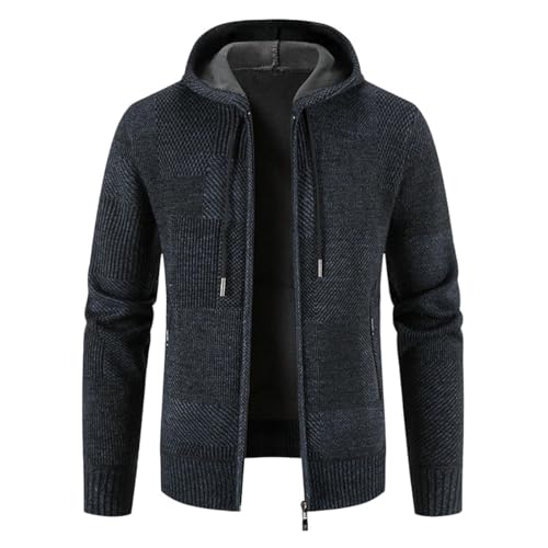 Cárdigan de punto para hombre con forro de felpa térmica que aisla del frío