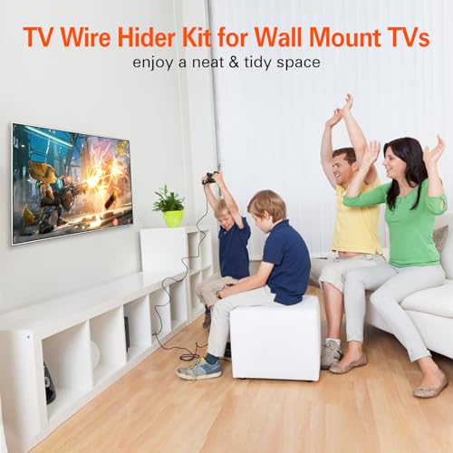 TV Wire Hider Kit for Wall Mount TV - in Wall Cable Management Kit with 2 Pass Throughs, Locking Brackets, and Hole Saw Drill Attachment