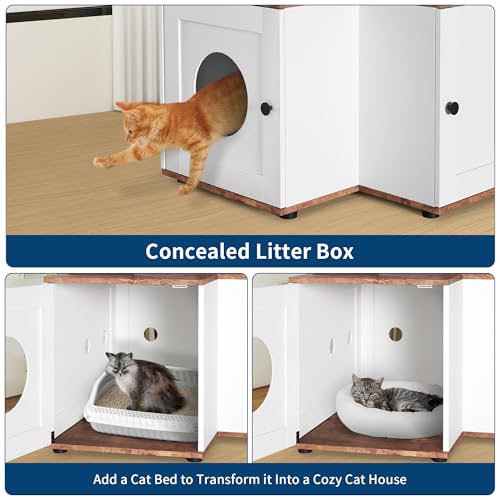 Árbol para Gatos de Madera con Caja de Arena Oculta y Gabinete miniatura 7