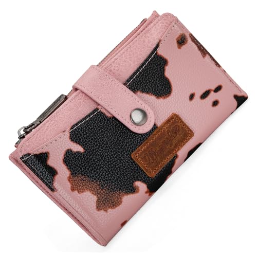 Wrangler Wallet for Women Cow Print Bifold Wallet Women's Wallets, Card Cases & Money Organizers Women Pink Wallets for Womens Female Cash Wallett with ID Window WG133-W002PK - image 4
