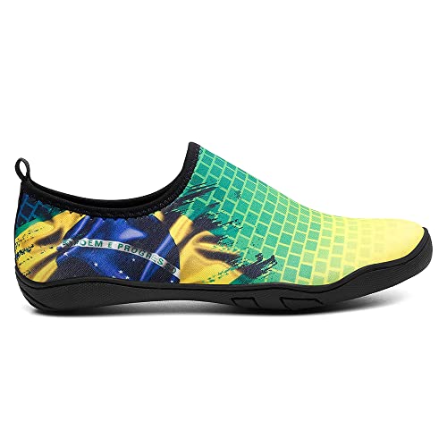 Sapatilha Aquática Antiderrapante Tênis Praia Híbrido Pesca Cachoeira Trilha Bike (Brasil Bandeira,