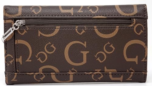 GUESS Women's Lathan Logo Slim Wallet Clutch Bag - Natural/Brown2
