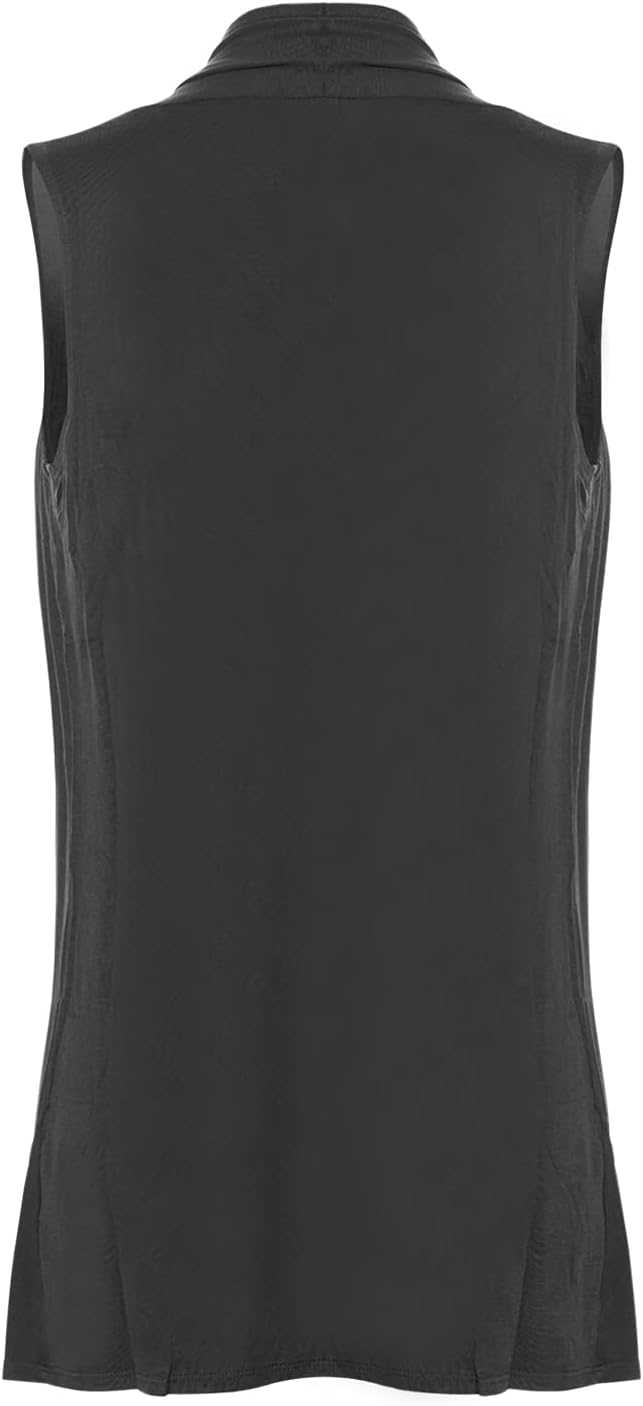 Design by Olivia Women's Sleeveless Open Front Draped Cardigan Vest Lightweight Cool Coat - Image 3