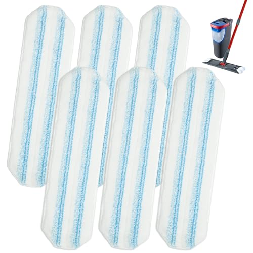 Mop Pads for OCedar H2prO Flat Mop System 6 Pack Mop Heads Replacements for Ocedar H2prO Flat Mop Microfiber Reusable Machine Washable Durable Long-Lasting Mop Refills Safe on Various Floors