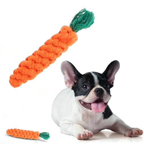 Image of Carrot Rope Toy for Dogs and Pets |Durable and Comfotable Chew Carrot Rope Toy |Puppy Teething Dog Rope Toys Cat Chew Toys Safe Braided Rabbit Toys Healthy Gift (Orange)