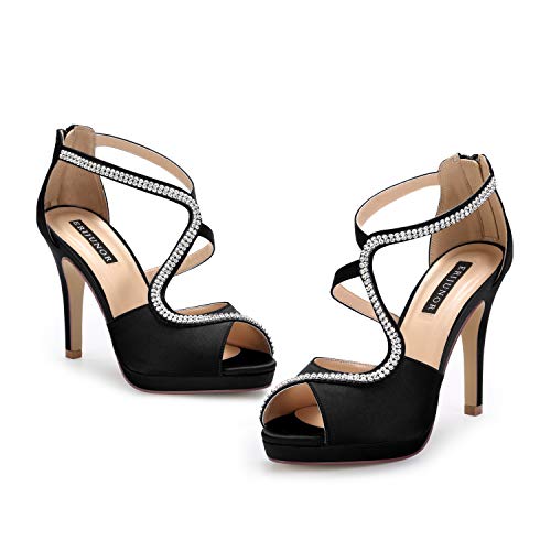 ERIJUNOR High Heel Sandals Peep Toe S-Strap Prom Wedding Evening Shoes2