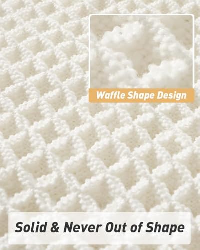 Image of HomeCloud Waffle Bath Mat, Super Absorbent Non Slip Mats for Bathroom Floor, Machine Washable Bathroom Rugs with Tassels,Ultra Soft