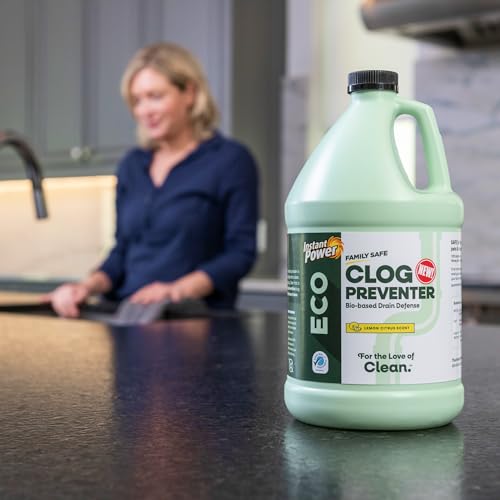 Instant Power Eco Clog Preventer - Enzyme Drain Cleaner Liquid and Deodorizer for Sink, Shower, Toilet, Garbage Disposal Cleaner, Bio-Based Drain Defense, Smell Remover and Odor Eliminator - 1 Gallon - Thumbnail 7