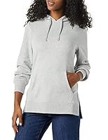 Amazon Essentials Women's Fleece Hooded Tunic Sweatshirt, Grey Heather, X-Small
