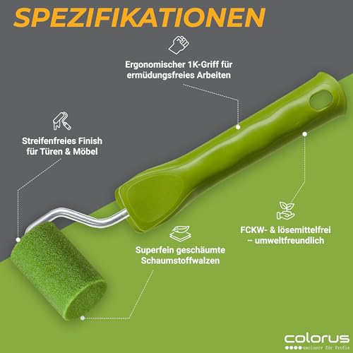 Colorus Lackierset 20x Schaumwalze 5 cm superfein gerade 2x Wanne 1x Bügel – Ansicht 5