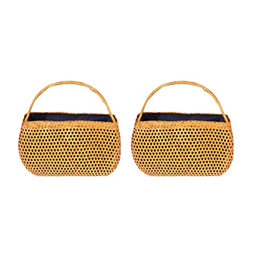 Sac en bambou bohème lot de 2 cabas d'été tressés main pour la plage