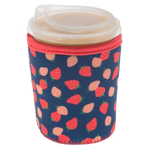 Karma, Reusable Iced Coffee Insulator, Iced Coffee & Cold Soda Insulated Neoprene Cold Cup Beverage Sleeve 16-20OZ, Small, Strawberries