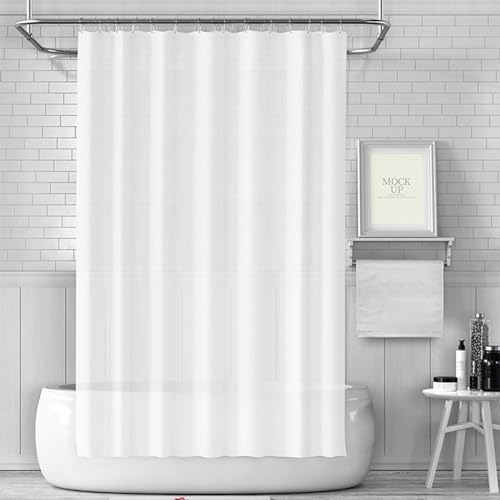 Cortinas de Ducha Resistente al Agua y al Moho PEVA 180x180cm Blanco con 12 Ganchos, Ducha de Tela Lavable Impermeable Antibacteriano Secado Rápido Antimoho Dobladillo Ponderado para Baño Bañera