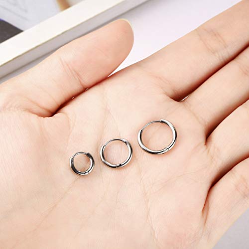 Surgical Stainless Steel Thin Hoop Earrings 6mm/8mm/10mm Small Huggie Hoop Earrings for Women and Men3