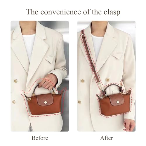 Image of Leather Purse Straps for Longchamp Conversion Kit, Leather Handbag Crossbody Shoulder Strap Adjustable for Women