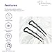 Parcelona French Mystic Wavy Set of 3 Celluloid U Shaped Hair Pins for Hair Bun Style for Women Fashion Flexible Durable Girls Styling Paris Hair Accessories, Made in France (Black)