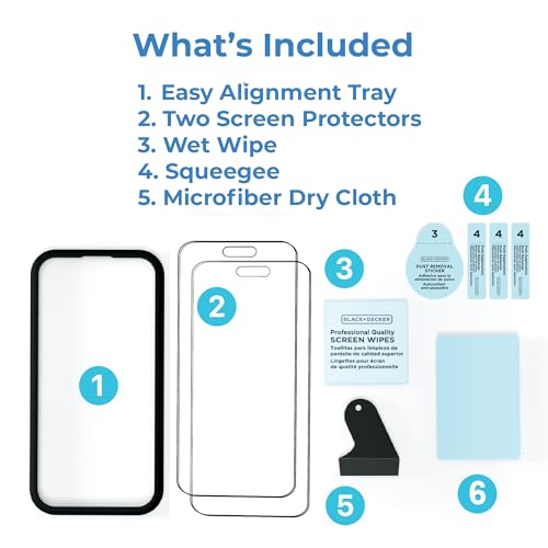 BLACK+DECKER 2 Pack Tempered Glass Screen Protector for iPhone 16 - image 7