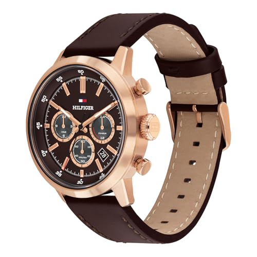 Image of Tommy Hilfiger Kent with Brown Dial Brown Leather Strap Watch for Men - TH1710752