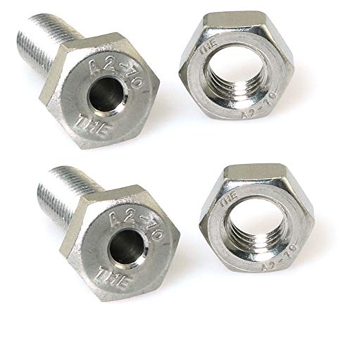 Image of 2pcs Cylindrical Hollow External Hexagon Screw 304 Stainless Steel Lamp Threading Screws Through Hole Bolt M6x20