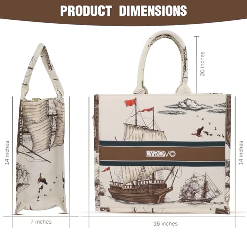 Image of Lyrovo Canvas Tote Bag for Women Purse Handbag