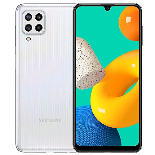 Samsung Galaxy M32 (128GB, 6GB) 6.4', Android 11, 5000mAh Battery, 64MP Quad Camera, Dual SIM GSM 4G LTE Unlocked (for US + Global) International Model M325FV/DS (Extra Fast Charger Bundle, White)