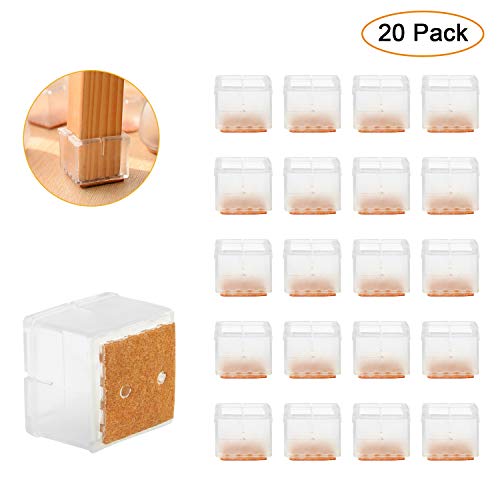 LEADSTAR Silla Pierna Caps, 20Pz Tabla de Muebles Fundas Protectores para sillas, Muebles-Punta Silla Antirayaduras- Almohadilla de Patas de Sillas para 30-35 mm - Transparent